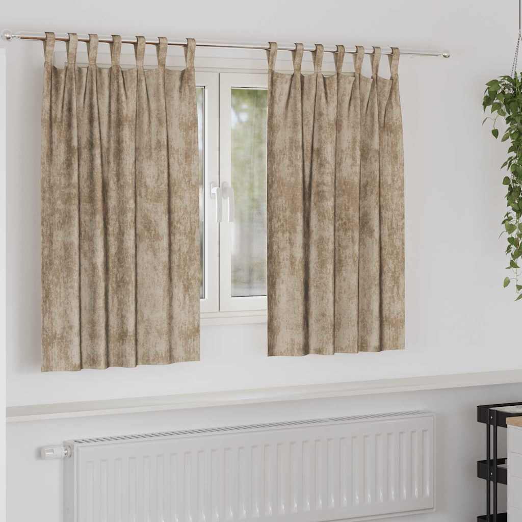 Aizkars ar bārkšainām detaļām 2 gab. šampanieša 140 x 140 cm, Samts