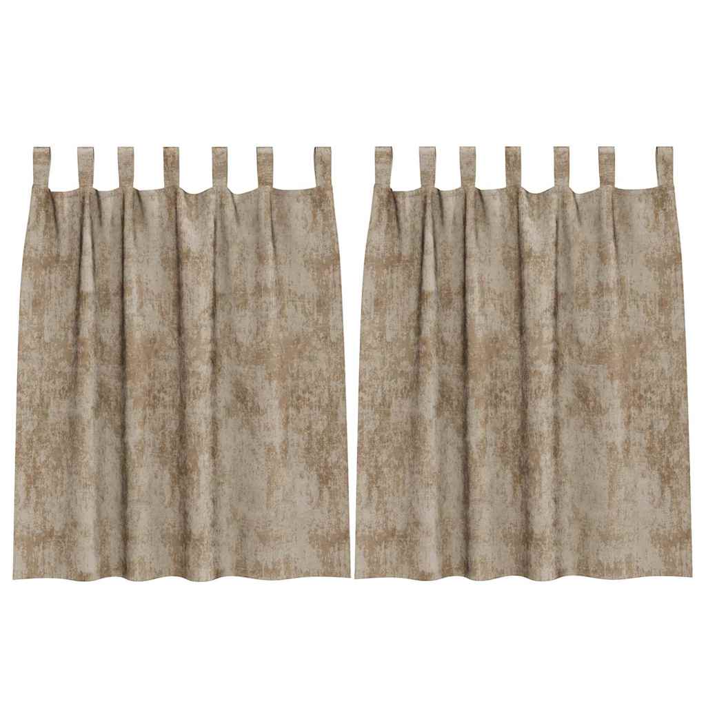 Aizkars ar bārkšainām detaļām 2 gab. šampanieša 140 x 140 cm, Samts