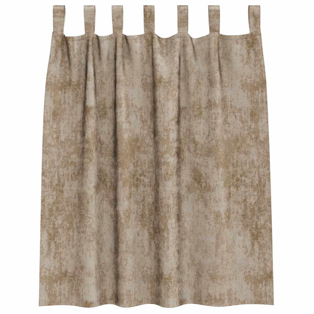 Aizkars ar bārkšainām detaļām 2 gab. šampanieša 140 x 140 cm, Samts