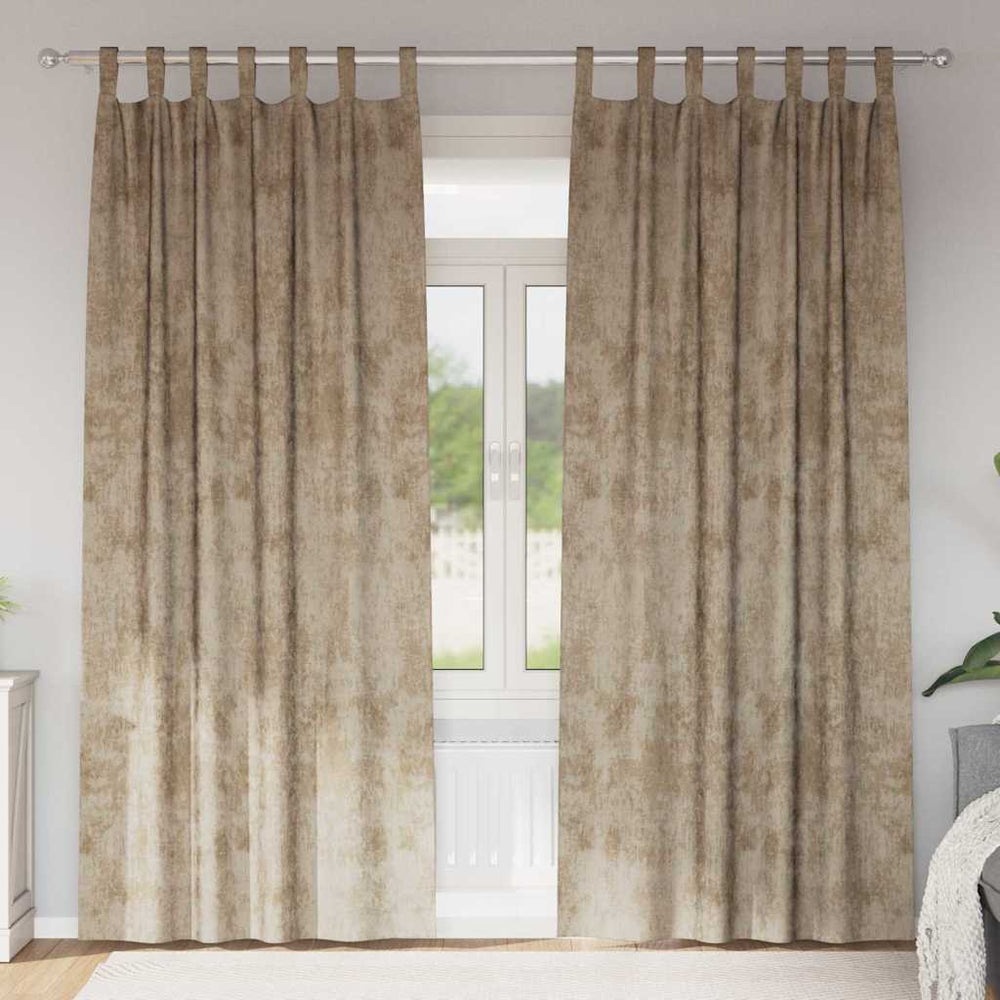 aksominės užuolaidos 2 vnt. su aklėmis smėlio spalvos 260x140 cm