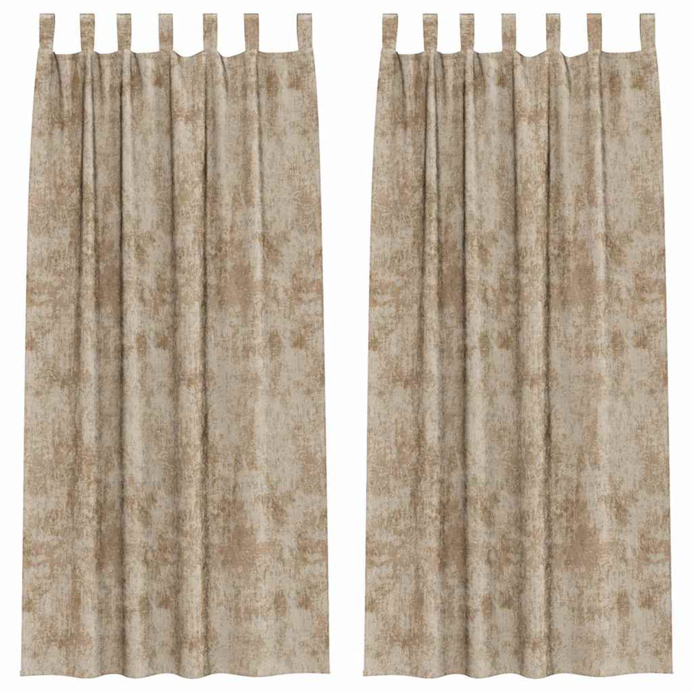 velvet curtains 2 pcs with blackout lining beige 260x140 cm