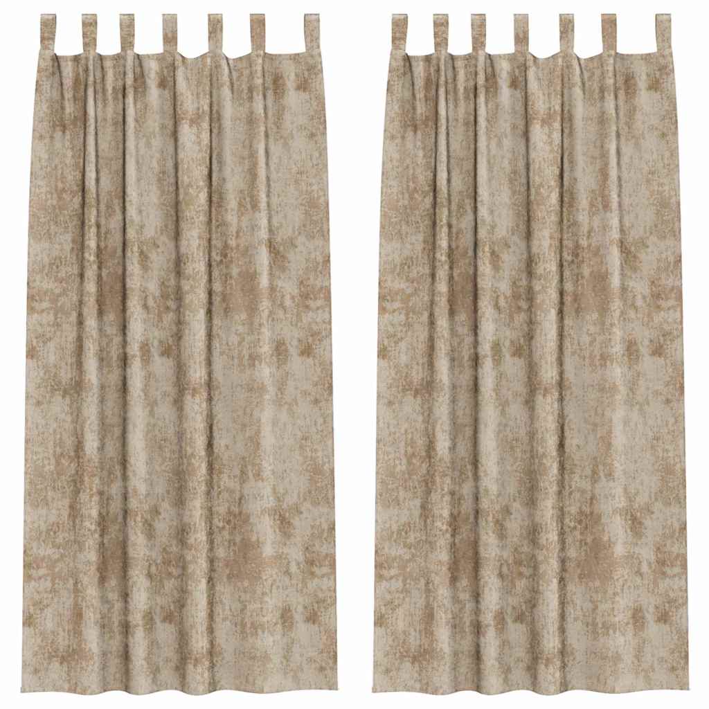 aksominės užuolaidos 2 vnt. su aklėmis smėlio spalvos 260x140 cm