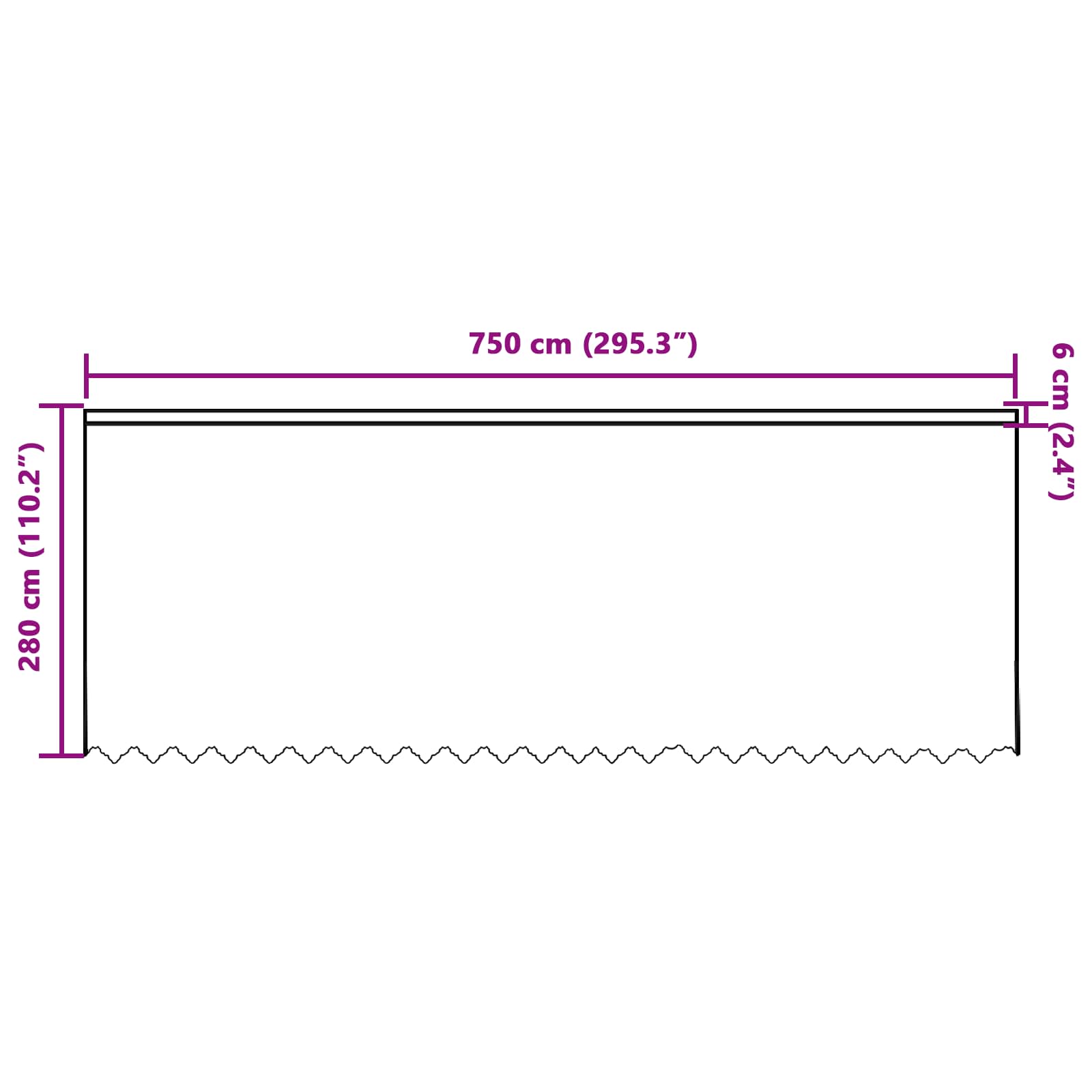 Nėrinių Užuolaida Balta 750 x 280 cm Poliesteris