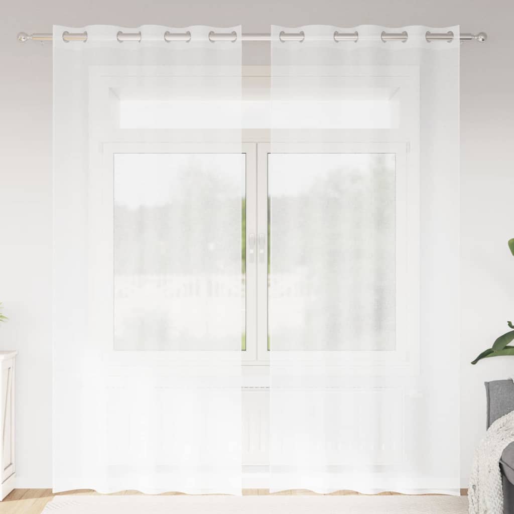 Voile Curtain 2 pcs White 245 x 140 cm Polyester