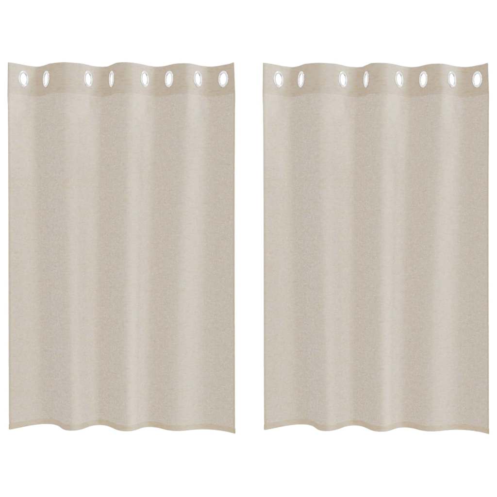 Voile Užuolaida 2 pcs Smėlio 140 x 140 cm Poliesteris