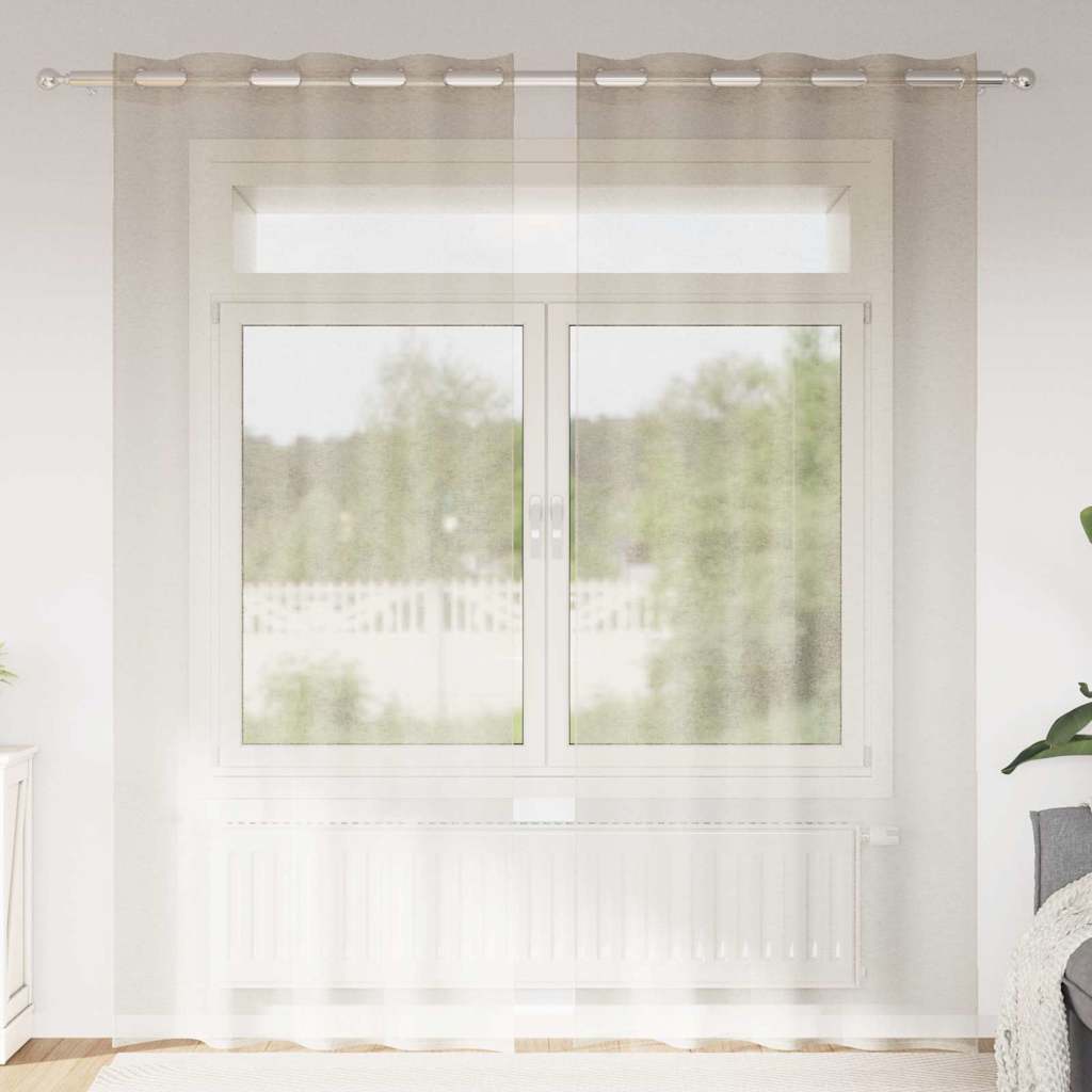 Voile Užuolaida 2 pcs Smėlio 225 x 140 cm Poliesteris