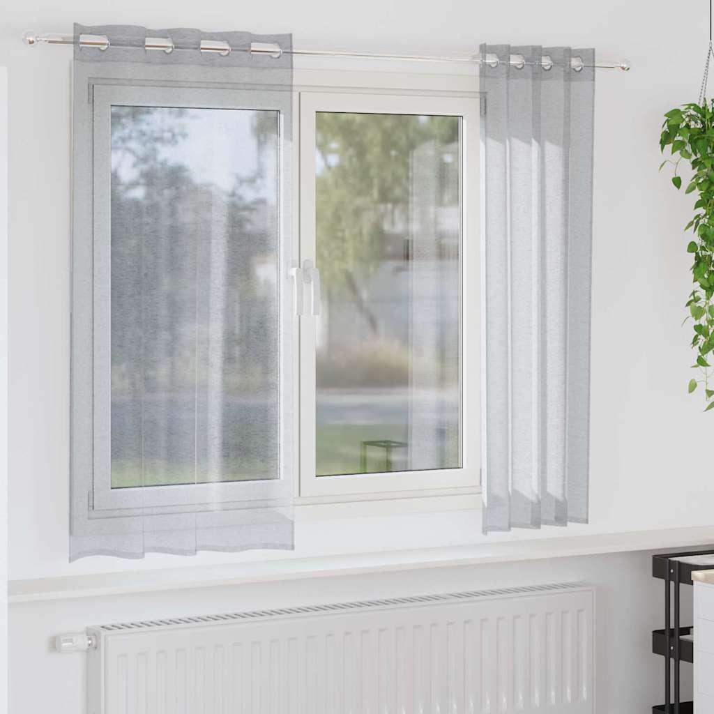 Voile Užuolaida 2 pcs Tamsiai pilka 175 x 140 cm Poliesteris