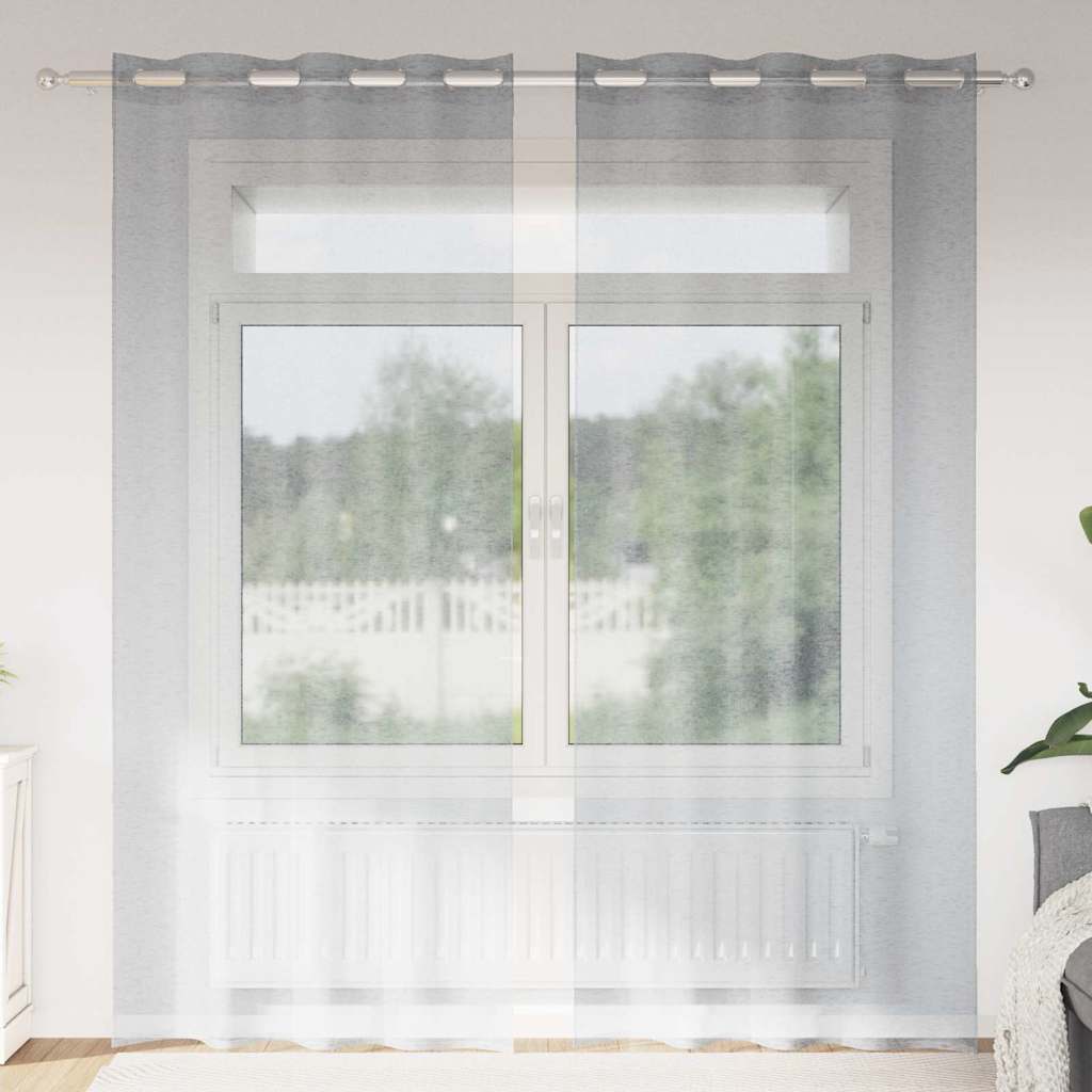Voile Užuolaida 2 pcs Tamsiai pilka 260 x 140 cm Poliesteris