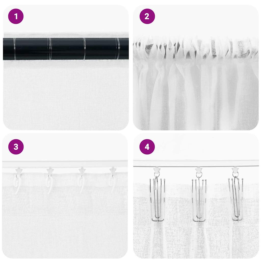 Voile Užuolaida 2 pcs Balta 260 x 140 cm Poliesteris