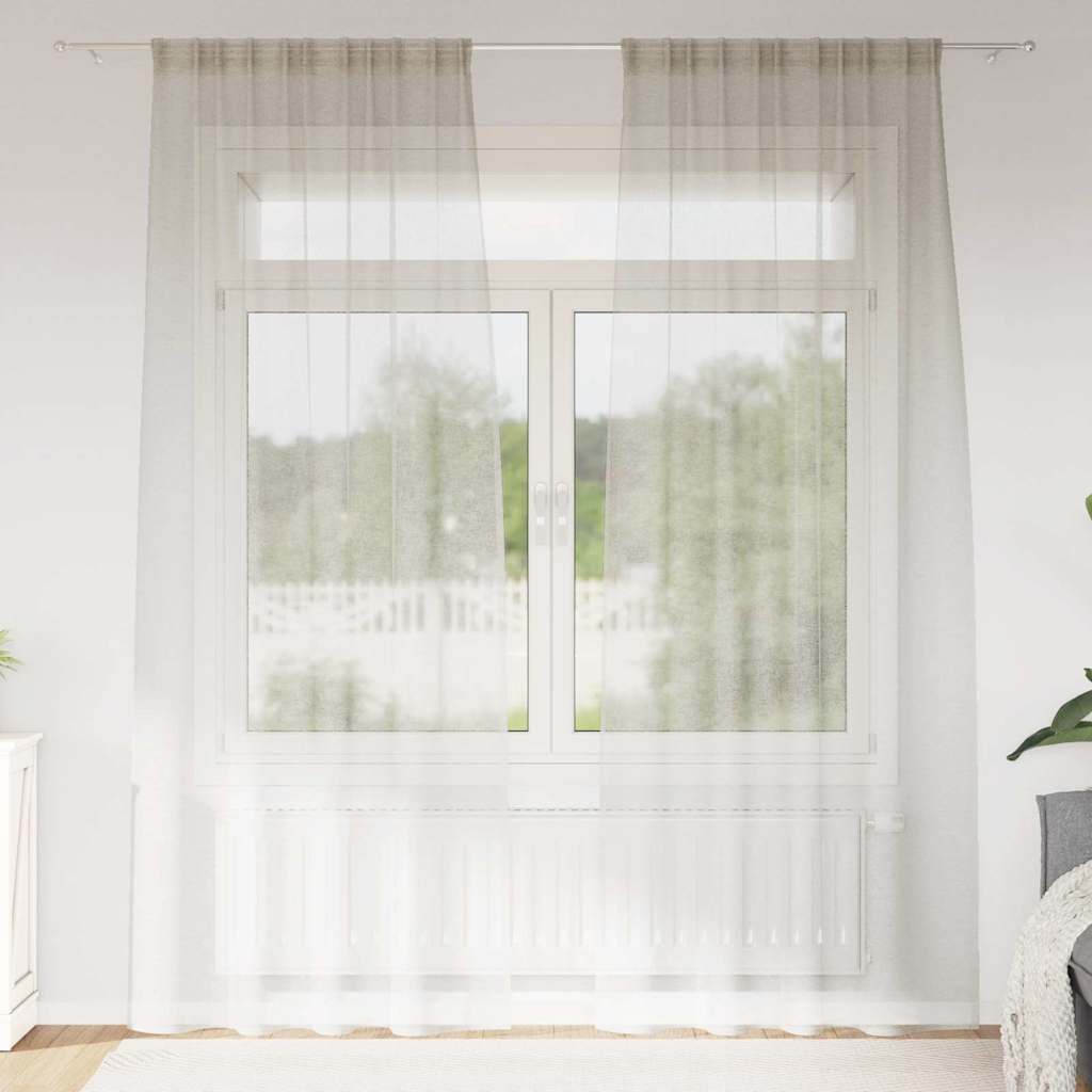 Voile Užuolaida 2 pcs Kreminė 225 x 140 cm Poliesteris