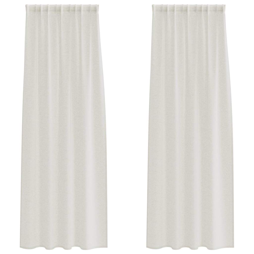 Voile Užuolaida 2 pcs Kreminė 225 x 140 cm Poliesteris