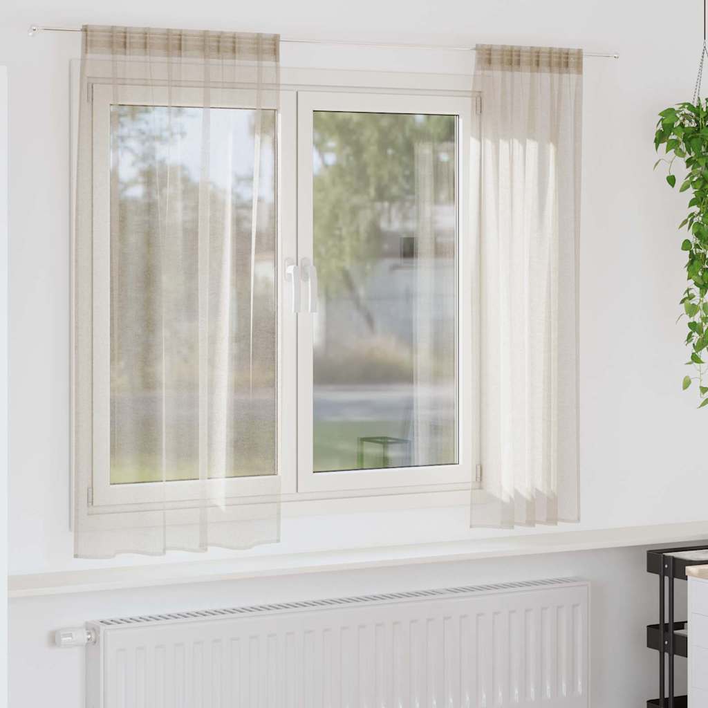 Voile Curtain 2 pcs Sand 175 x 140 cm Polyester