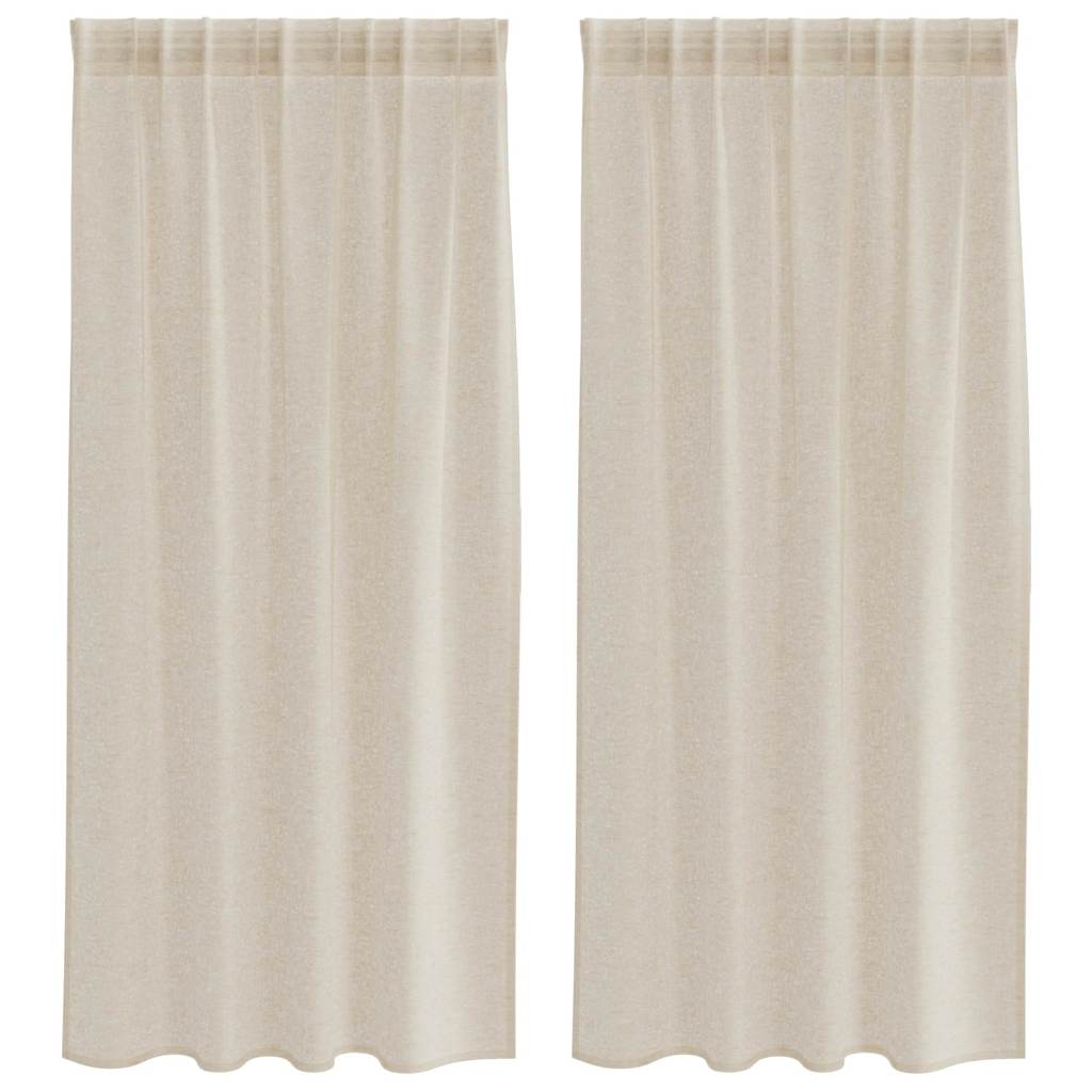 Voile Curtain 2 pcs Sand 175 x 140 cm Polyester