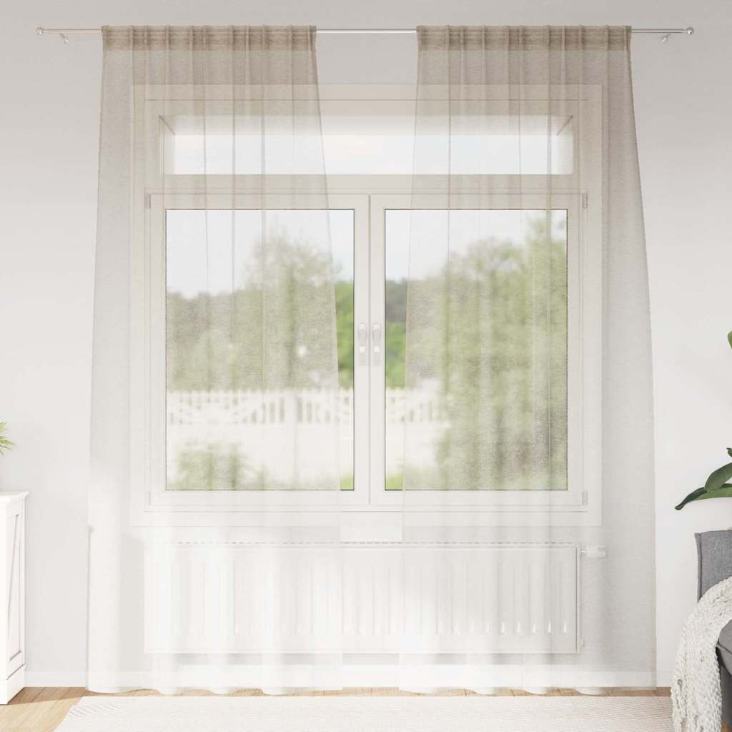 Voile Užuolaida 2 vnt. Smėlio 260 x 140 cm Poliesteris