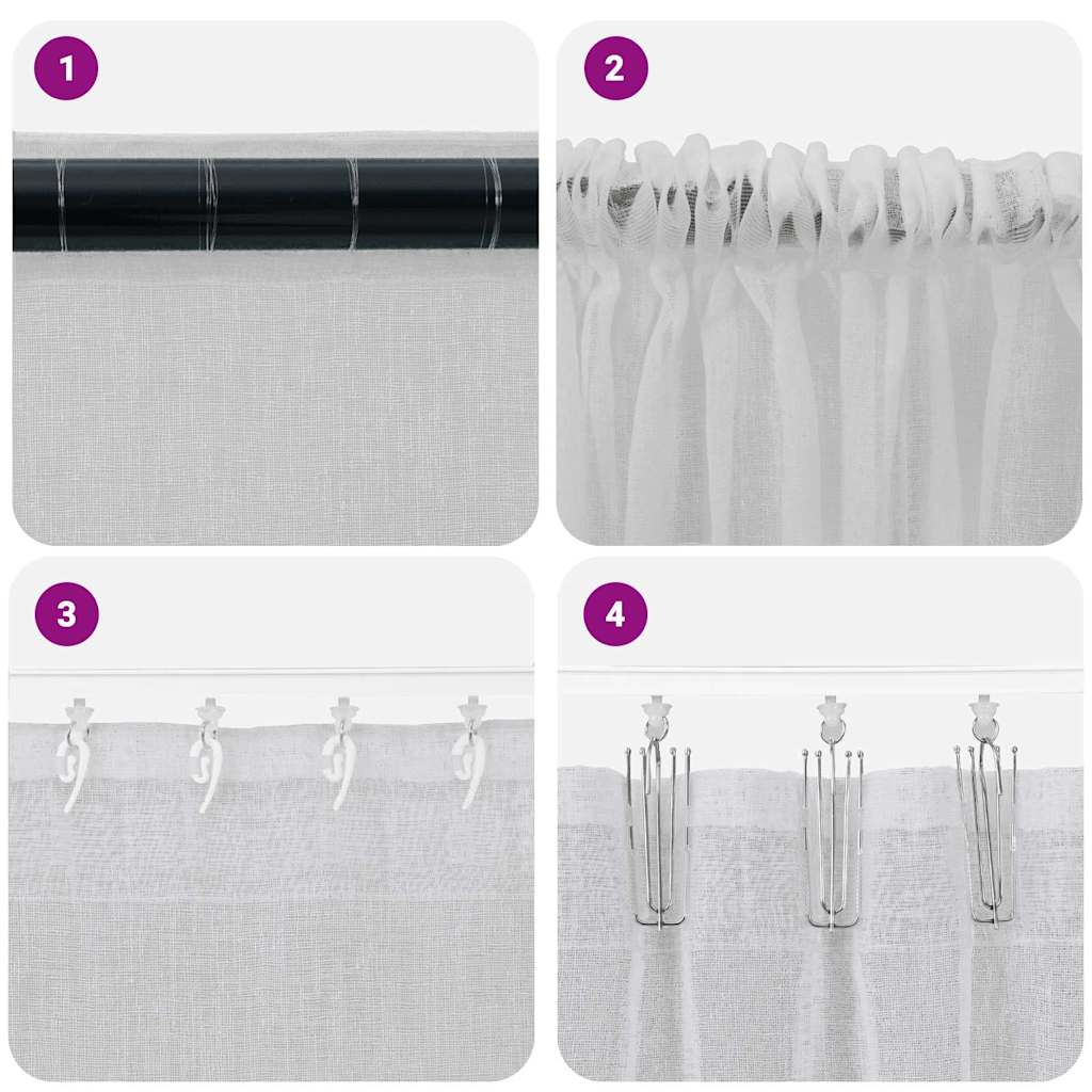 Voile Užuolaida 2 pcs Šviesiai pilka 140 x 140 cm Poliesteris