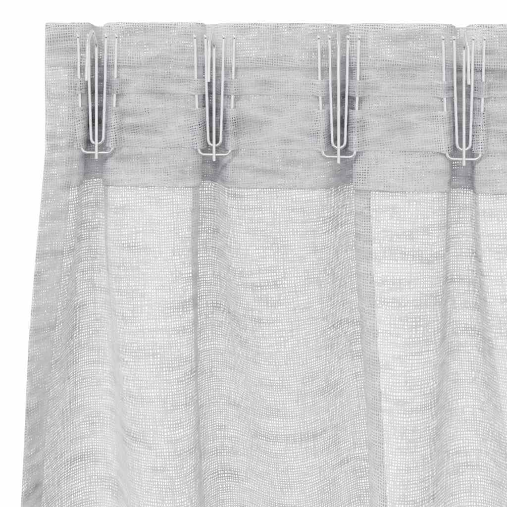 Voile Curtain 2 pcs Light Grey 175 x 140 cm Polyester