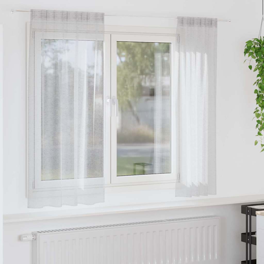 Voile Curtain 2 pcs Light Grey 175 x 140 cm Polyester