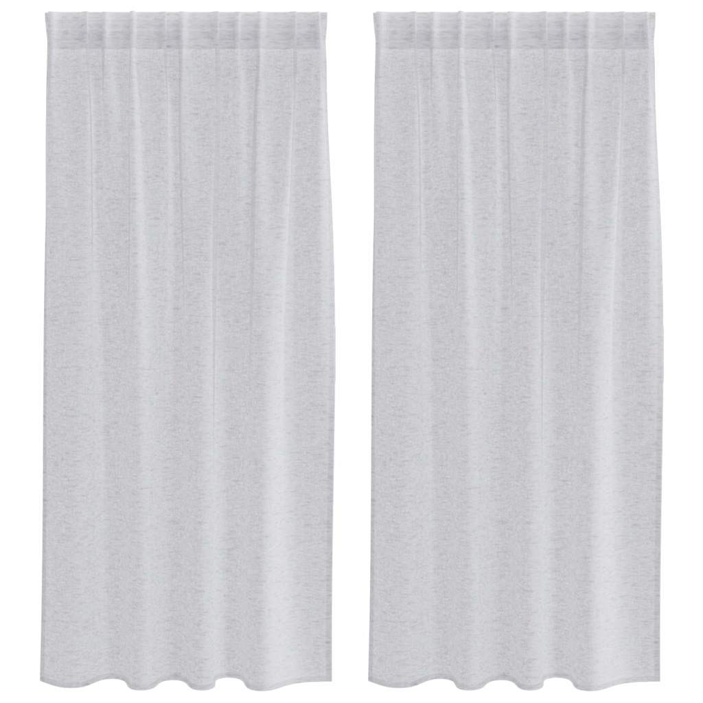 Voile Curtain 2 pcs Light Grey 175 x 140 cm Polyester
