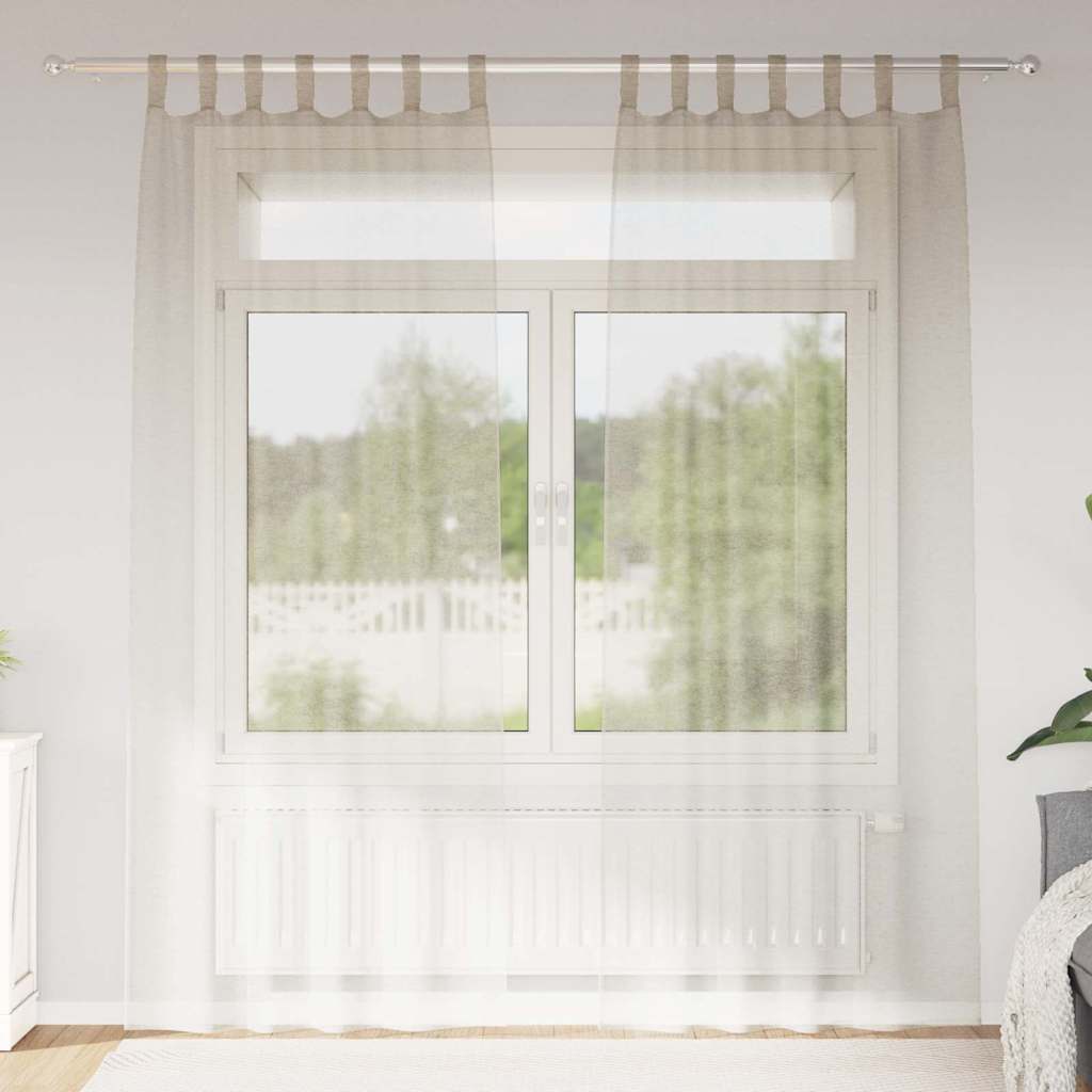 Voile Užuolaida 2 vnt. Smėlio 225 x 140 cm Poliesteris