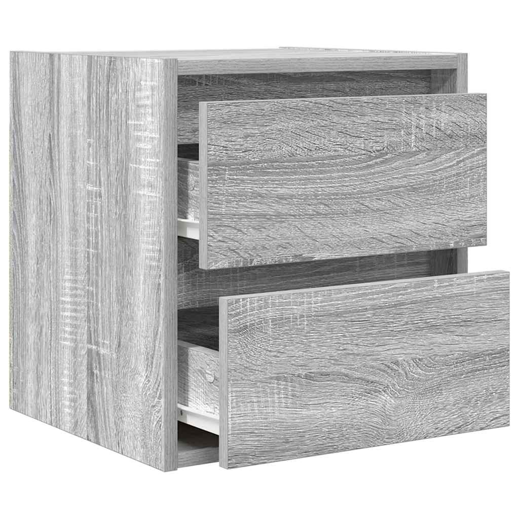 Wall-mounted bedside cabinet, grey oak, 38x34x40 cm