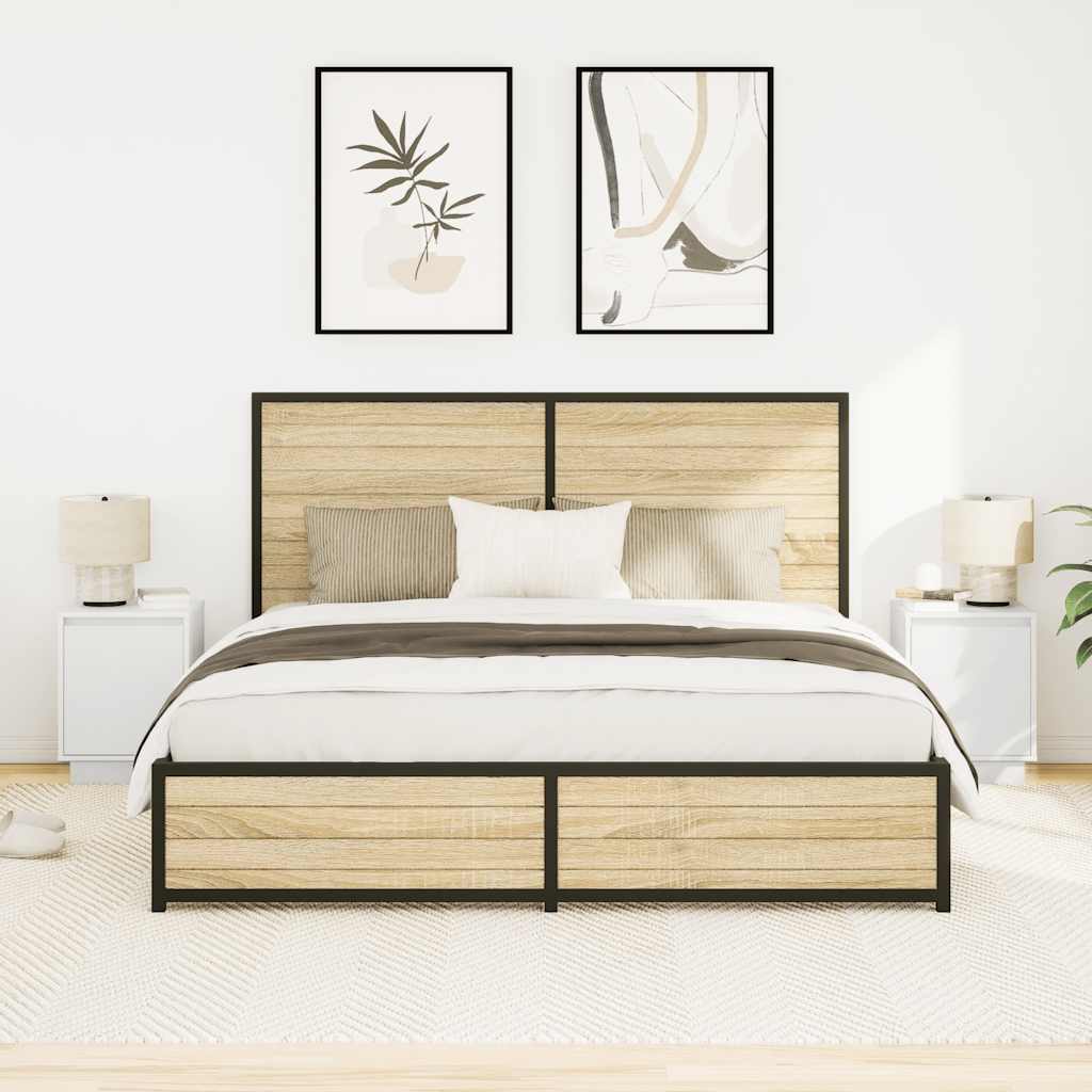 2 LED Bedside Cabinets White 38x34x50 cm