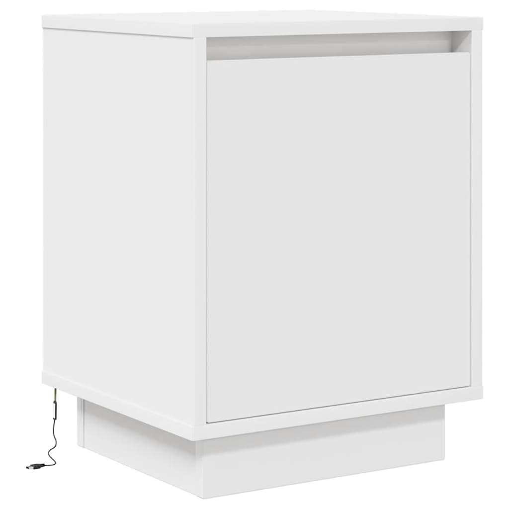 2 LED Bedside Cabinets White 38x34x50 cm