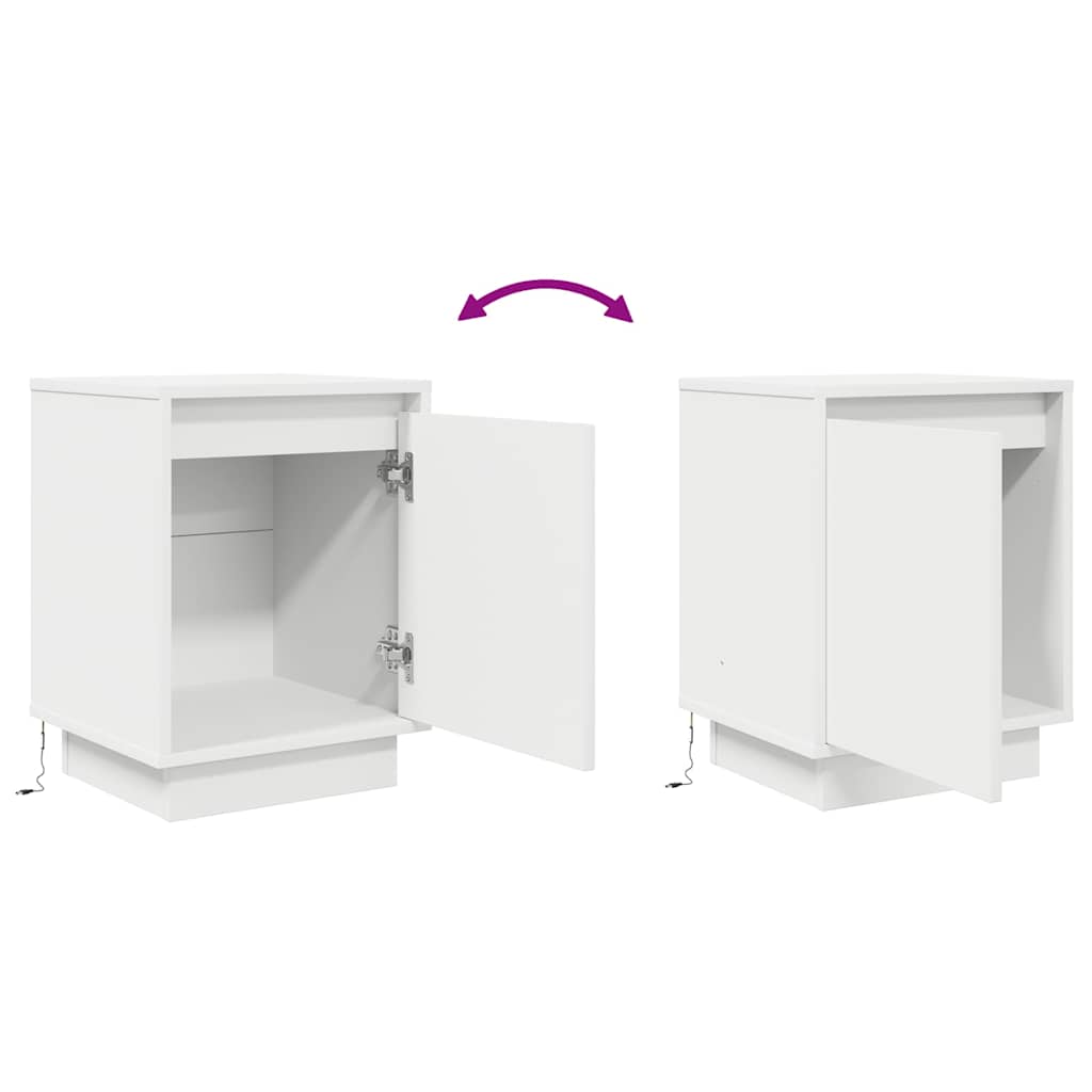 2 LED Bedside Cabinets White 38x34x50 cm