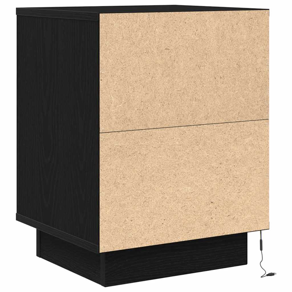 Spintelės prie lovos su LED lemputėmis 2 vnt Juodos 38x34x50 cm
