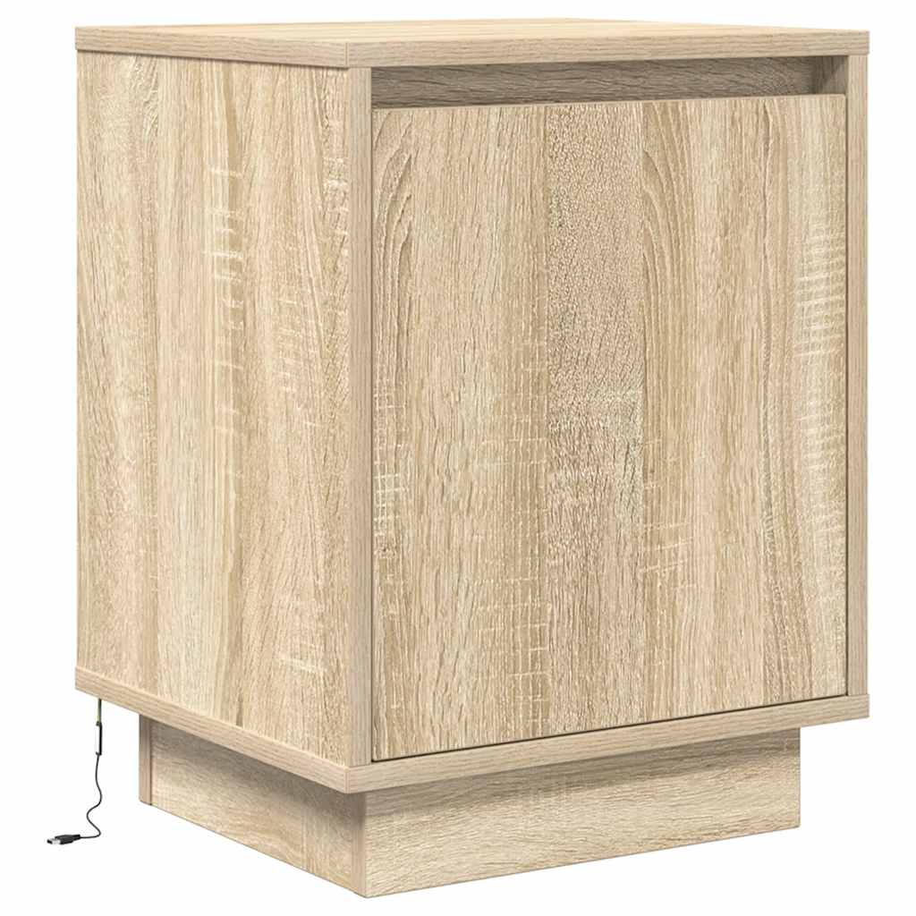 naktinė spintelė su LED lemputėmis Sonoma ąžuolas 38x34x50 cm