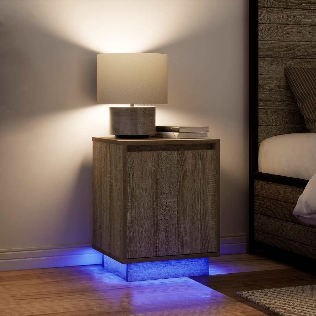 naktinė spintelė su LED lemputėmis Sonoma ąžuolas 38x34x50 cm