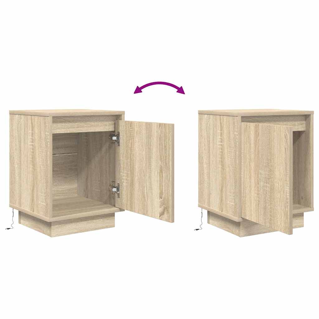 naktinė spintelė su LED lemputėmis Sonoma ąžuolas 38x34x50 cm