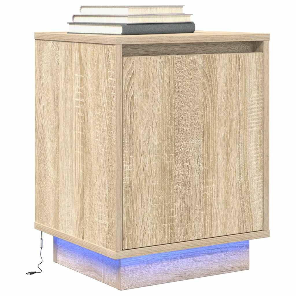 naktinė spintelė su LED lemputėmis Sonoma ąžuolas 38x34x50 cm