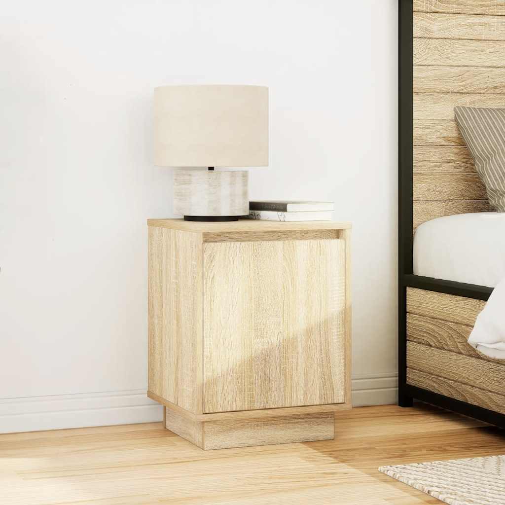 Bedside cabinets with LED lights 2 pcs Sonoma oak