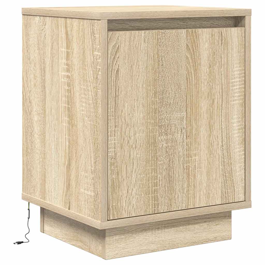 Bedside cabinets with LED lights 2 pcs Sonoma oak