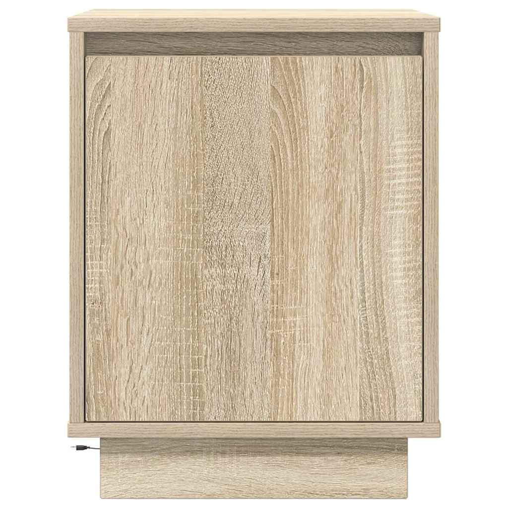 Bedside cabinets with LED lights 2 pcs Sonoma oak