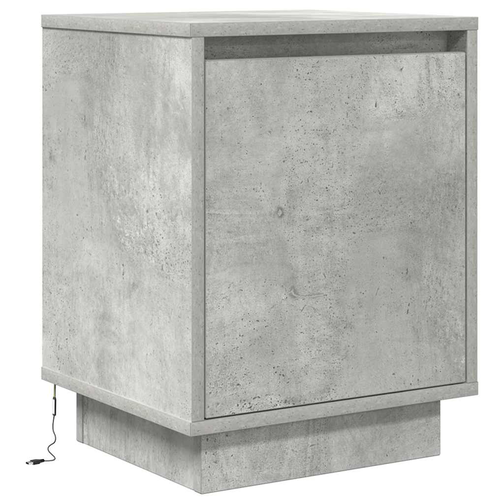 naktinė spintelė su LED lemputėmis Betoninė pilka 38x34x50 cm