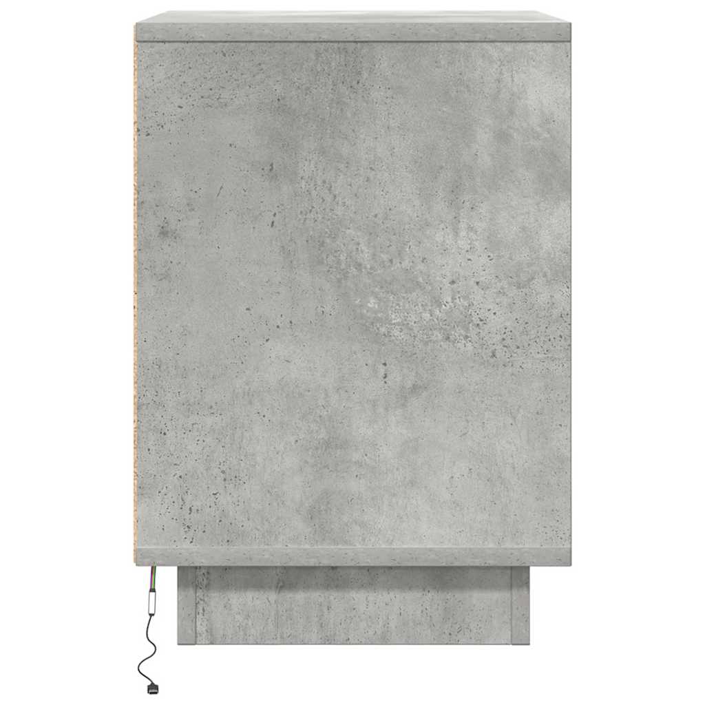 naktinė spintelė su LED lemputėmis Betoninė pilka 38x34x50 cm