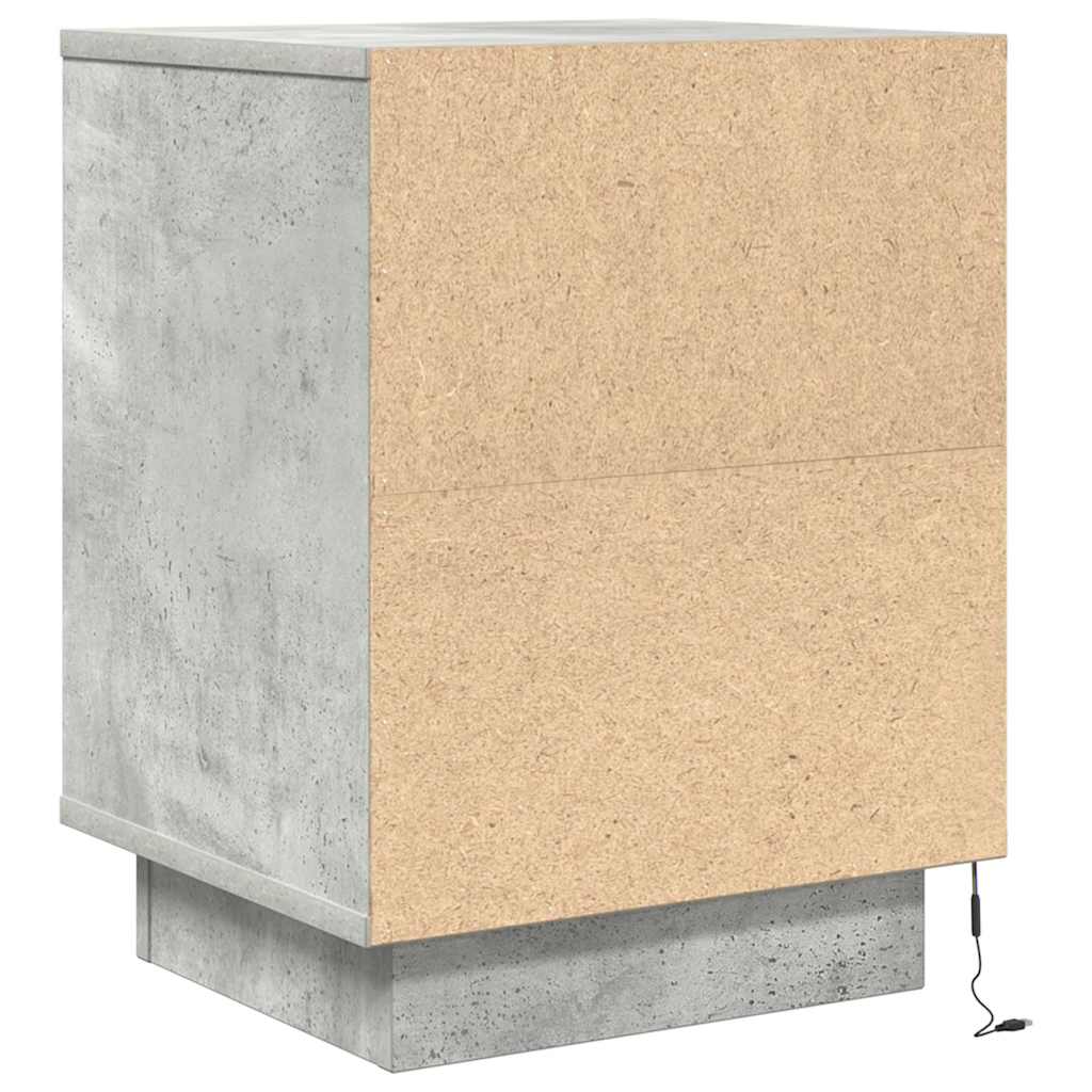 naktinė spintelė su LED lemputėmis Betoninė pilka 38x34x50 cm