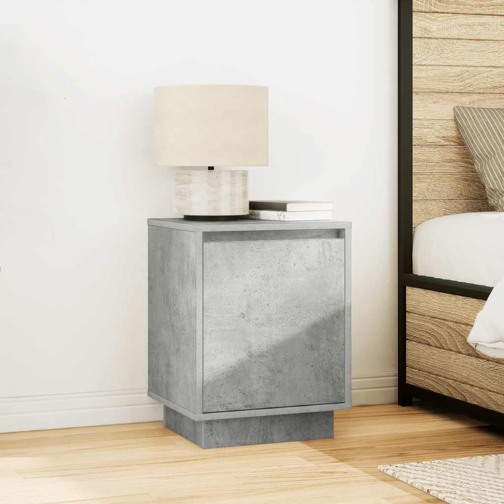 Bedside cabinets with LED lights 2 pcs Concrete grey