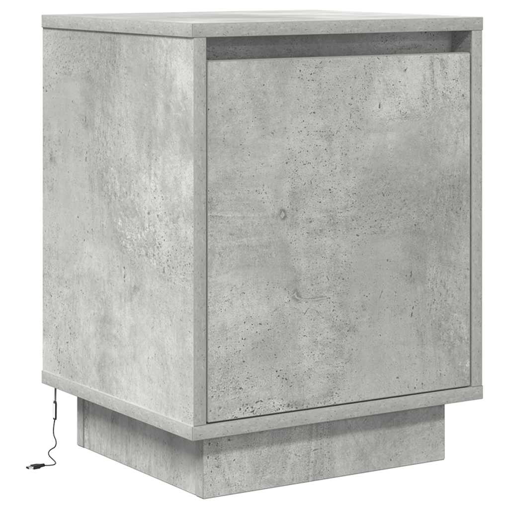 Bedside cabinets with LED lights 2 pcs Concrete grey