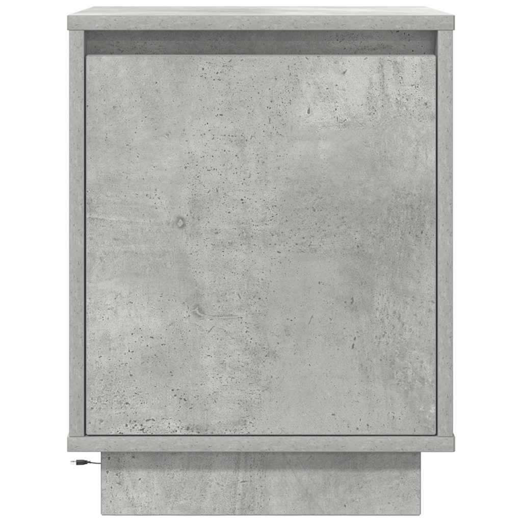 Bedside cabinets with LED lights 2 pcs Concrete grey
