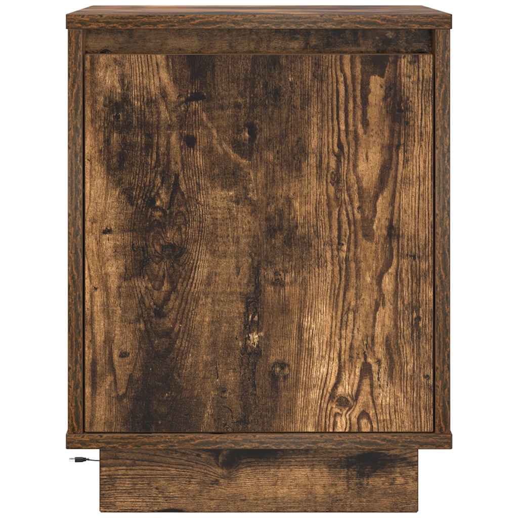 naktinė spintelė su LED lemputėmis rūkytas ąžuolas 38x34x50 cm