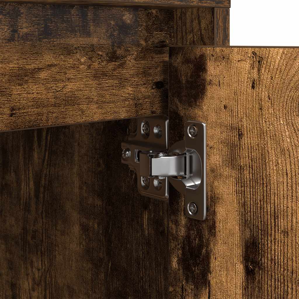 2 pcs Bedside cabinets with LED lights Smoked oak