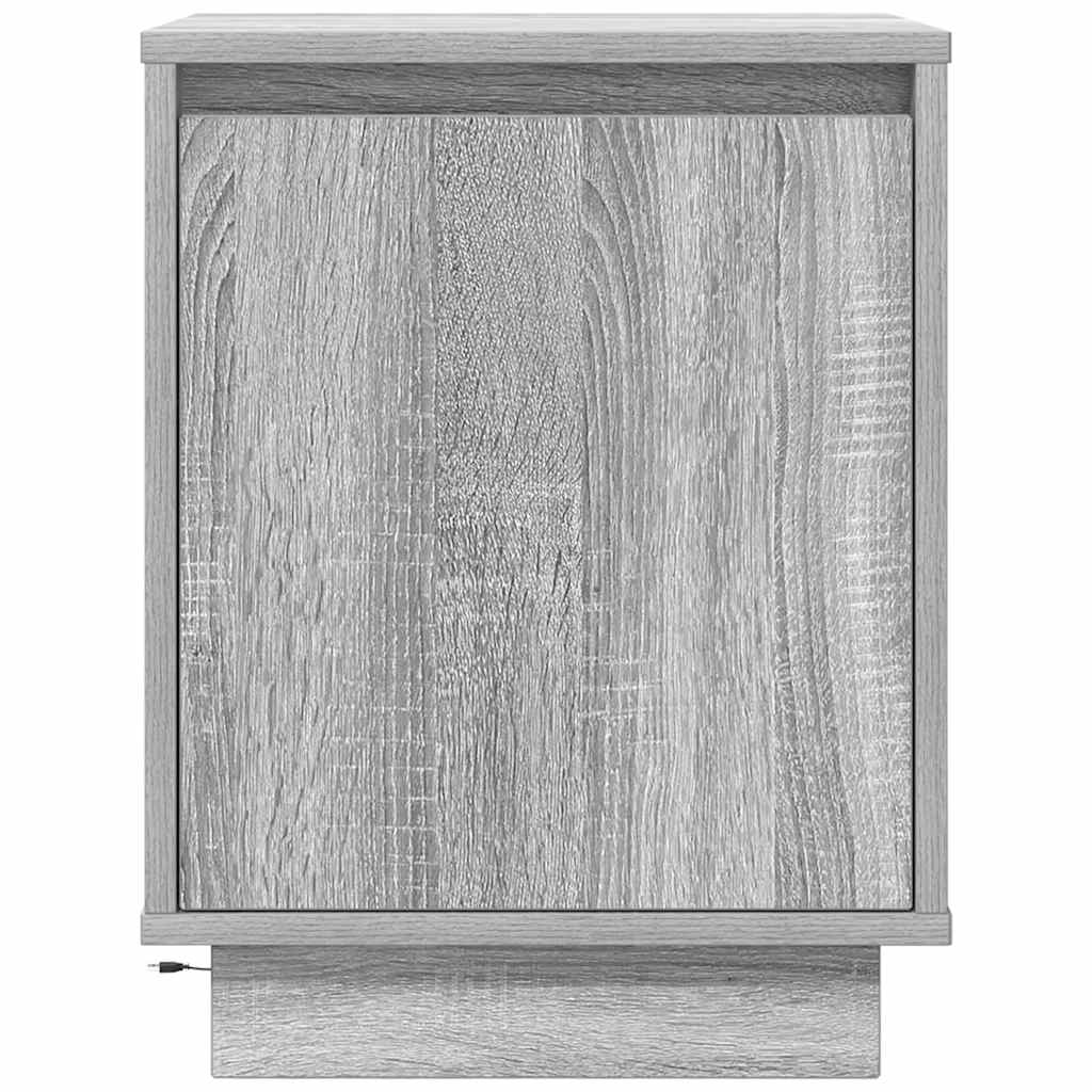 Nightstand with LED Lights Grey Sonoma 38x34x50 cm