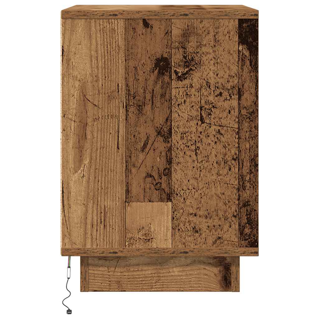 Spintelė prie lovos su LED lemputėmis Old Wood 38x34x50 cm