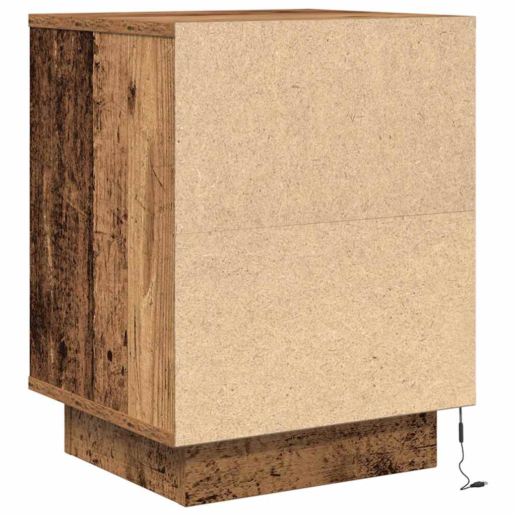 Spintelė prie lovos su LED lemputėmis Old Wood 38x34x50 cm
