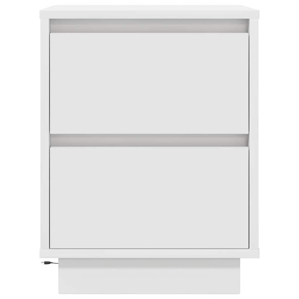 Spintelė prie lovos su LED lemputėmis Balta 38x34x50 cm