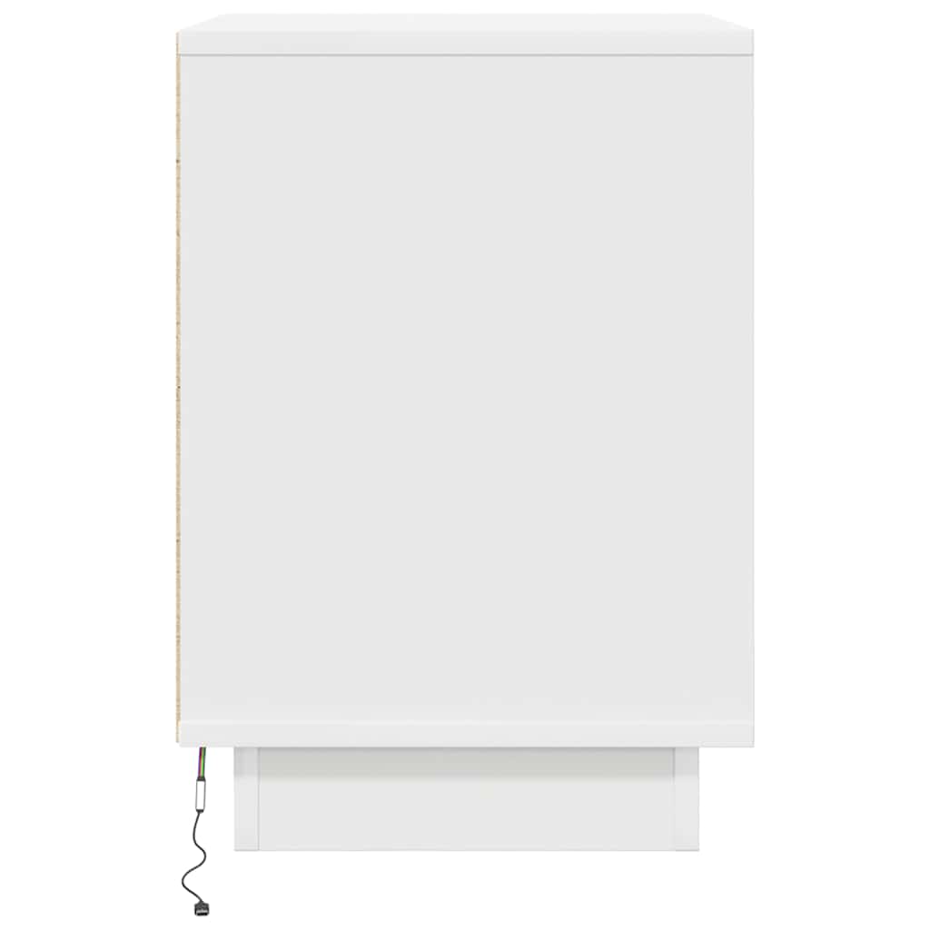 Spintelė prie lovos su LED lemputėmis Balta 38x34x50 cm