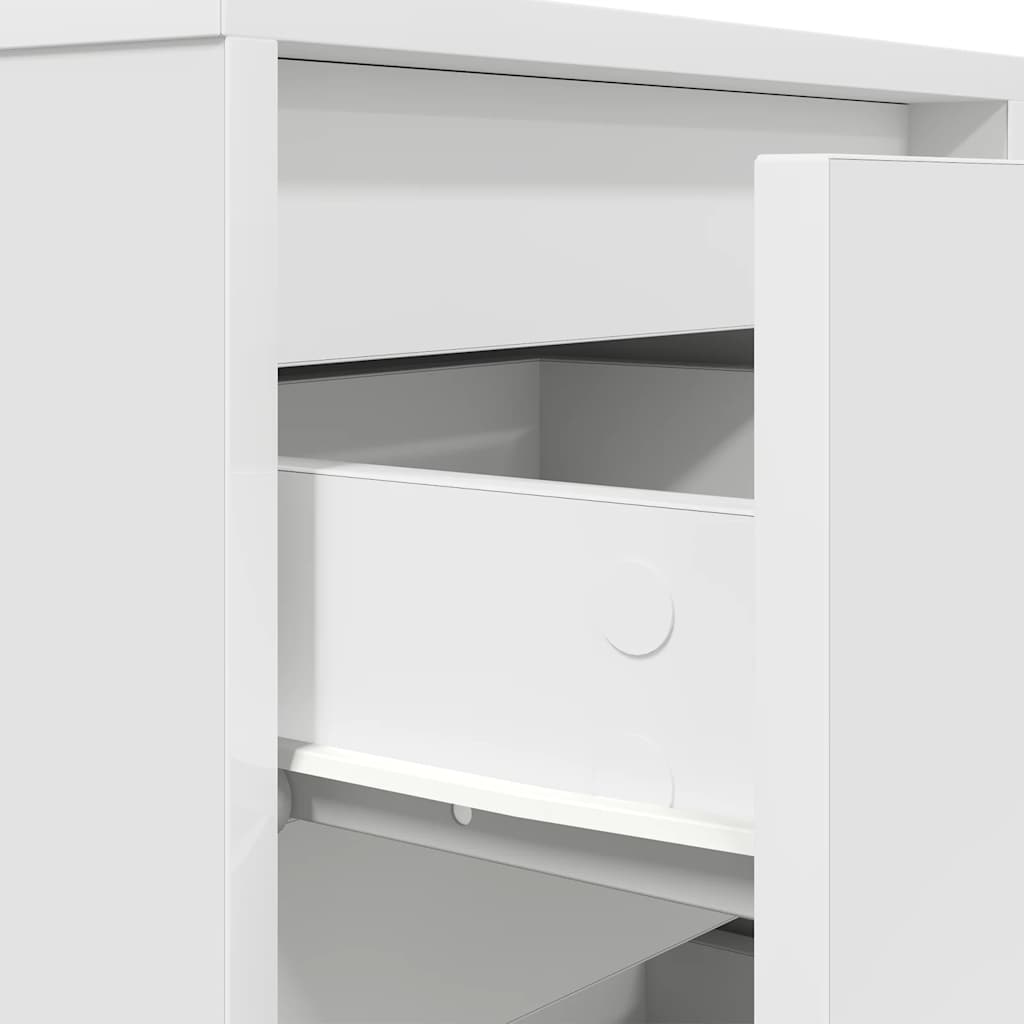 Spintelė prie lovos su LED lemputėmis Balta 38x34x50 cm
