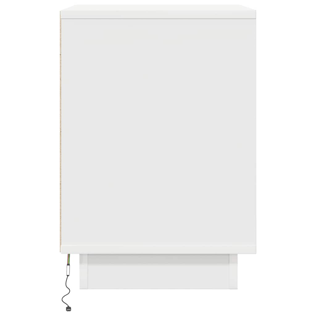 Naktsskapīši ar LED apgaismojumu 2 gab. Balti 38x34x50 cm